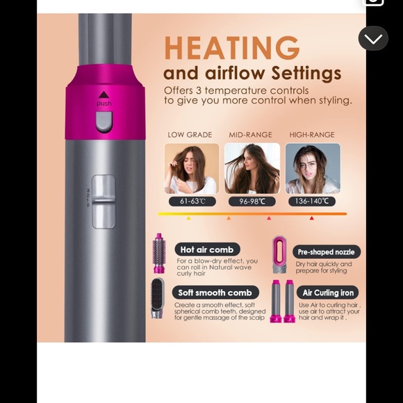 Multi-Styler Hair Tool with Attachments - Pink and Gray - Picture 3 of 6